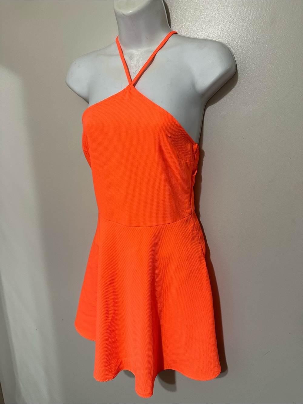 GB Bright Orange Halter Fit & Flare Mini Dress XS – Summer Party Read